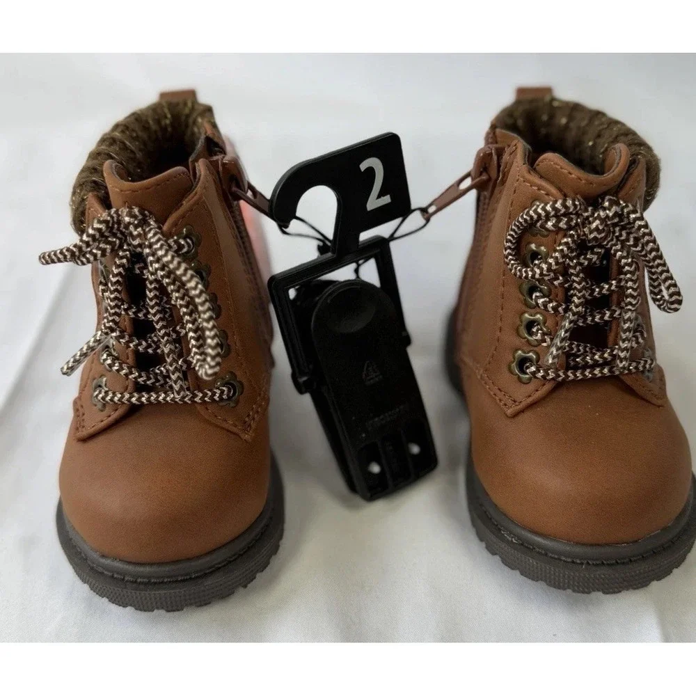 Wonder Nation Sweater Knit Boot, Chestnut, Baby Girl Size 2 NWT